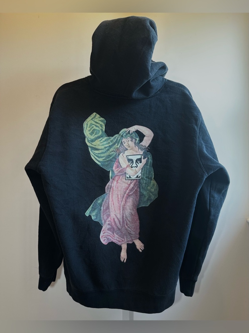 OBEY Black Graphic Hoodie Renaissance Art Shepard Fairey Medium